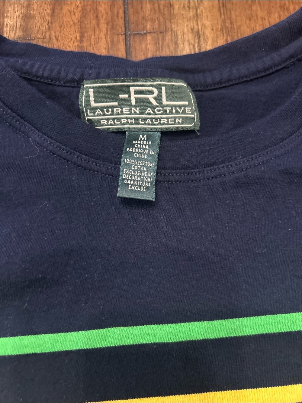 Lauren Active Ralph Lauren Striped Long Sleeve Shirt Women’s M Navy Green Yellow - Picture 6 of 9